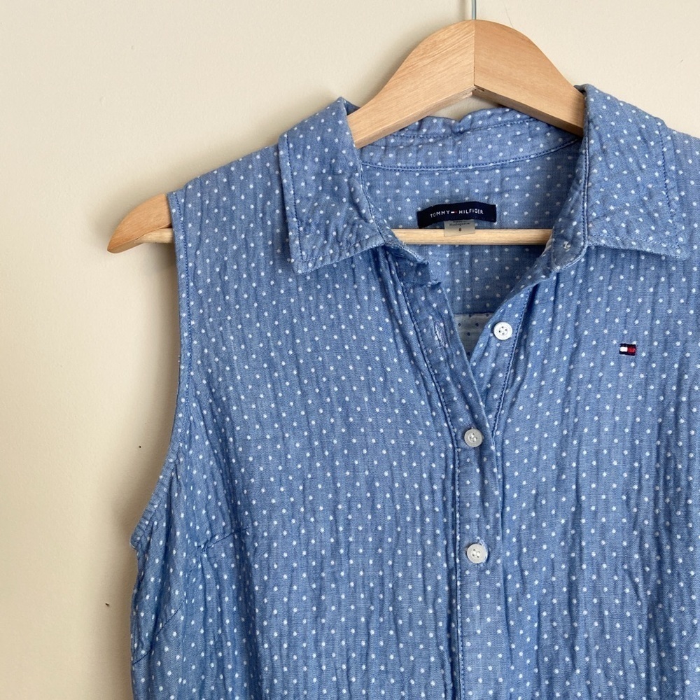 Tommy Hilfiger Blue Polka Dot Sleeveless Dress - Picture 3 of 6
